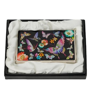 Porte-cartes de bureau de luxe en nacre - Motif traditionnel de grue, cadeau d'affaires professionnel, accessoire de bureau unisexe, cadeau de vacances