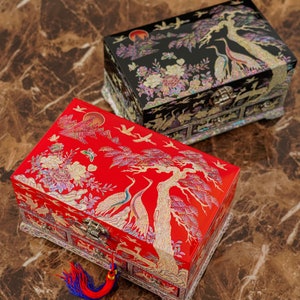 FEBRUARI BERG Traditionele Koreaanse kraankunst Afsluitbare sieradendoos - Veilige opslag Unieke cadeaus voor vrouwen Verjaardag Moederdag Kerstmis