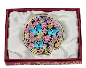 Mother of Pearl Compact Mirror - Colorful Pocket Mirror for Makeup, Portable Purse Accessory, Unique Gift for Women, Birthday and Christmas