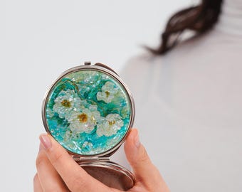 FEBRUARY MOUNTAIN  Korean Mother-of-Pearl Compact Mirror  Butterfly Design, Elegant Portable Makeup Mirror with Gift Box Gifts for Women