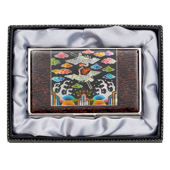 Mother of Pearl Business Card Holder With Crane Design