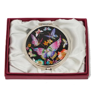 Espejo compacto de nácar: espejo de bolsillo colorido para maquillaje, accesorio portátil para bolso, regalo único para mujeres, cumpleaños y Navidad