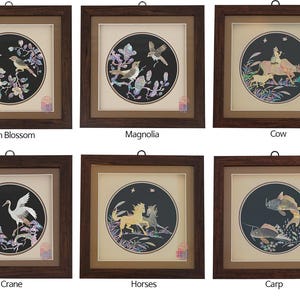FEBRUARY MOUNTAIN Mother of Pearl Inlaid Wall Art Wooden Frame Wall Hanging Livingroom decor Beautiful Handmade Craftwork Korean traditional