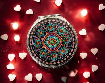 FEBRUARY MOUNTAIN  Korean Mother-of-Pearl Compact Mirror, Elegant Portable Makeup Mirror with Gift Box Wedding Birthday Gifts for Women