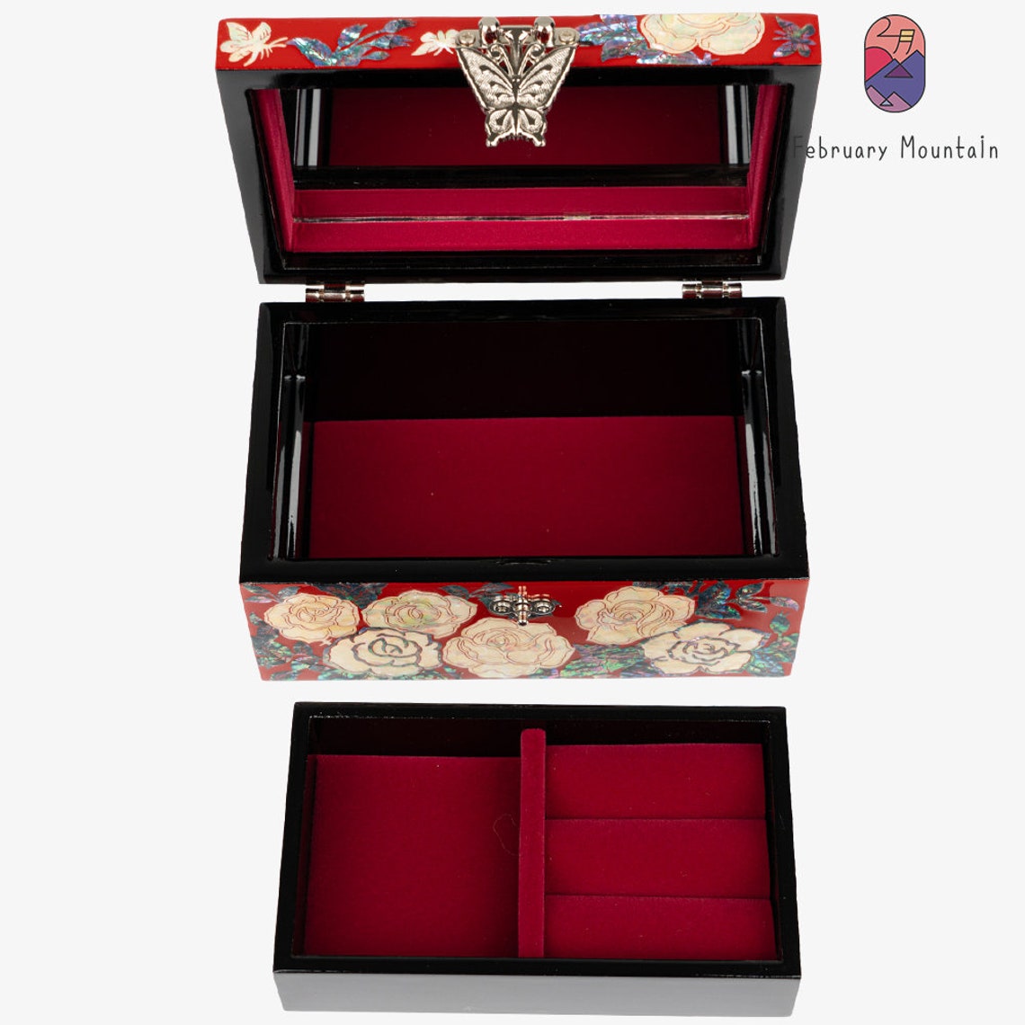 Mother of Pearl Jewelry Box w/ Lacquer Finish Handcrafted Etsy