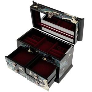 February Mountain Mother of Pearl Large Wooden Jewelry Box With Mirror ...