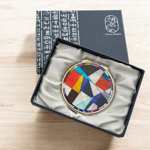 Espejo compacto de nácar coreano con diseño de pájaro en flor de FEBRERO, espejo de maquillaje portátil elegante con caja de regalo, regalos para mujeres