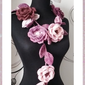 Crochet Scarf For Women, Floral Scarf Mom, Summer Scarves, Crochet Necklace, Neck Scarf,  Unique Birthday Gift Friend, Fashion Scarf Flowers