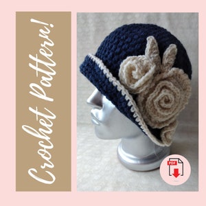 Crochet Hat Pattern Roma, classy hat, Instant download, PDF, Cloche Hat Flapper 1920 Hat Art Hat Cloche 1920'sWomens Easy crochet pattern