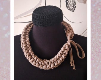 Chunky Crochet Necklace hand crochet Boho jewellery Gift for Her spring summer jewellery Beige Necklace Accessories Handmade