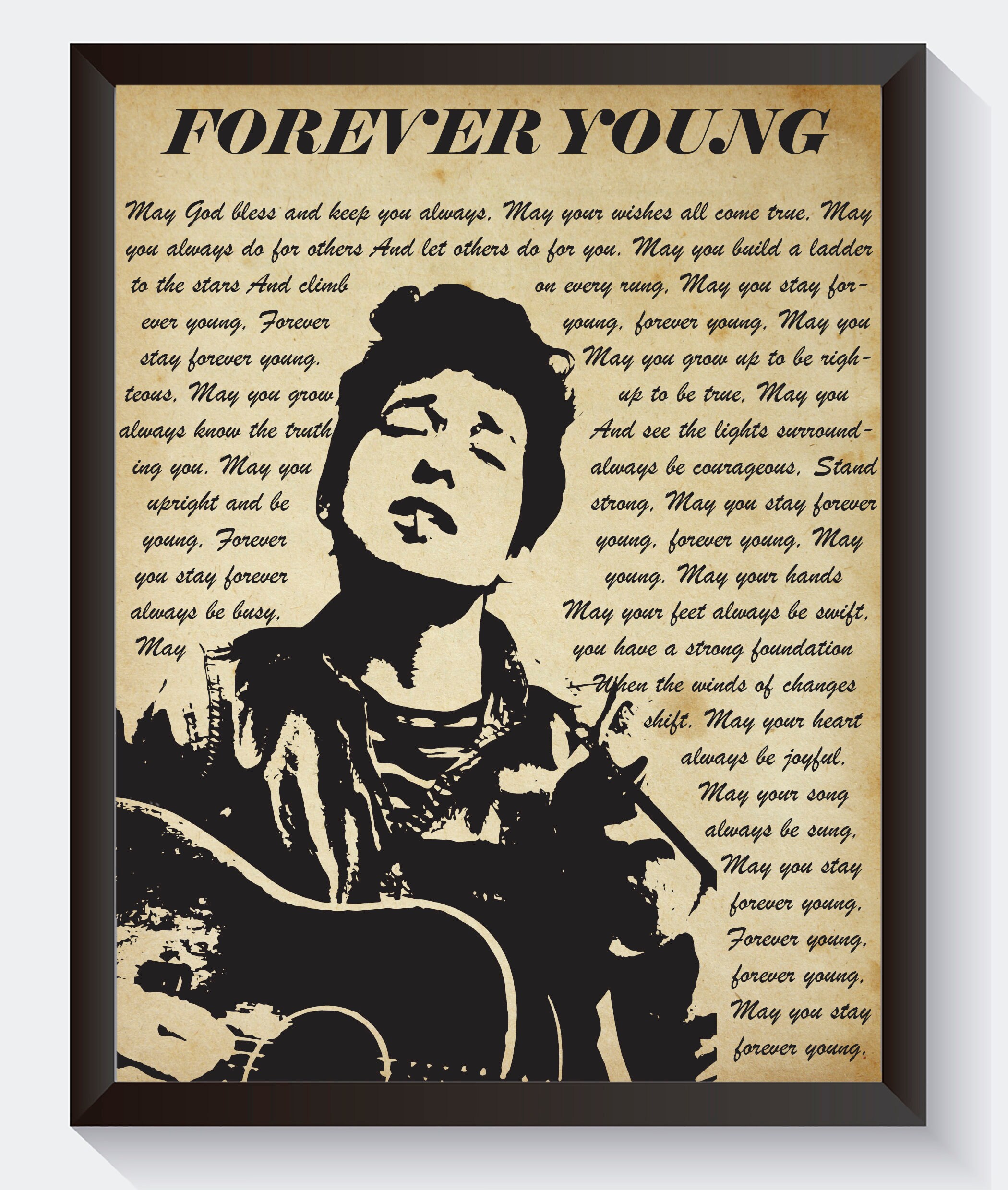 Bob Dylan Poster Forever Young Vintage Lyrics Print | Etsy