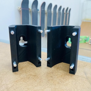 Skateboard Wall Mount, (2) Pair of skateboard hangers, Skate Deck Display, Vertical Skateboard Longboard wall rack storage, Made in USA