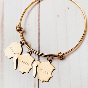 Mother’s Day Silhouette Personalized Bracelet Mothers Day Gift  for Mom Handstamped Christmas for Mom