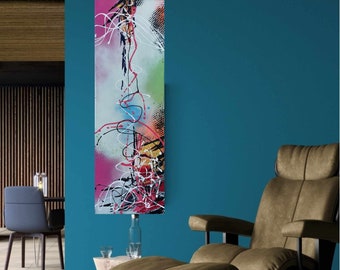 Extra Große original Abstrakte Linen Spritz Gemälde auf gespannte Leinwand moderne Wandkunst bunt strukturierten übergroßen lebendigen Farben