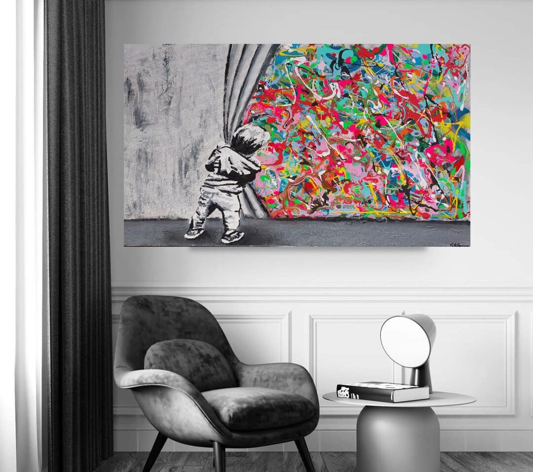 Extra Large Handmade Rich Texture Original Abstract Banksy Grafitti ...