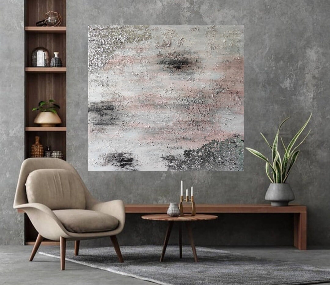 Extra Large Rich Texture Silver Leaf Original Painting on