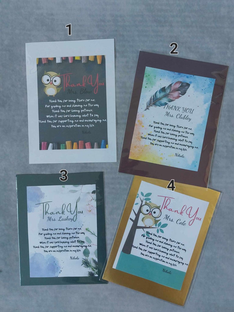 Luxury Thank You Teacher Gift Set Card + Hand Painted + Wooden Bookmark ...