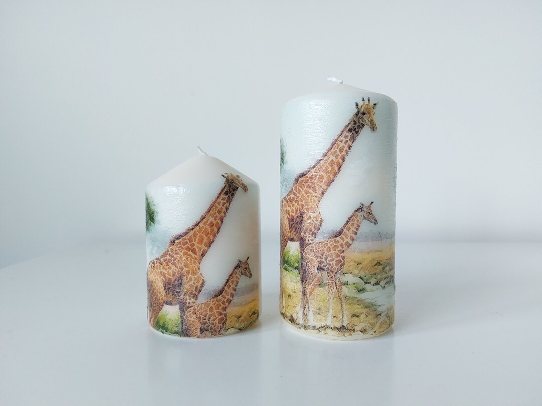 Handmade Gift Set Giraffe Candles Gift Wrapped Decoupage Etsy