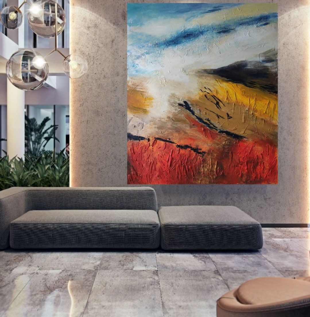 Original Extra Large Heavily Textured Abstract Painting on Stretched ...