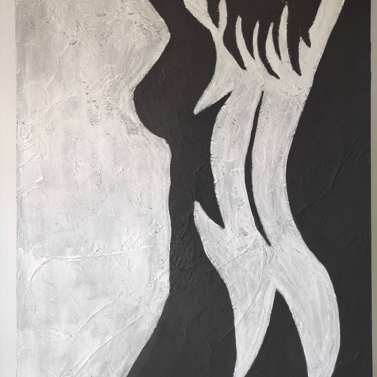 Extra Large rich texture 3D wall art Abstract nude black white Etsy