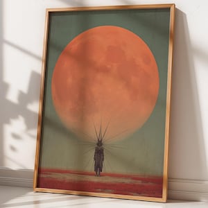 Póster de Hyperion Shrike – Arte mural de ciencia ficción, inspirado en Dan Simmons, estampado de Luna Roja, decoración de El Señor del Dolor, fantasía oscura surrealista, regalo para amantes de los libros