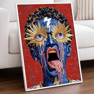 Abstract Digital Poster, Surreal Pop Art Poster, Modern Trippy Home Print, Emotional Expression Wall Art, Abstract Psychedelic Wall Decor
