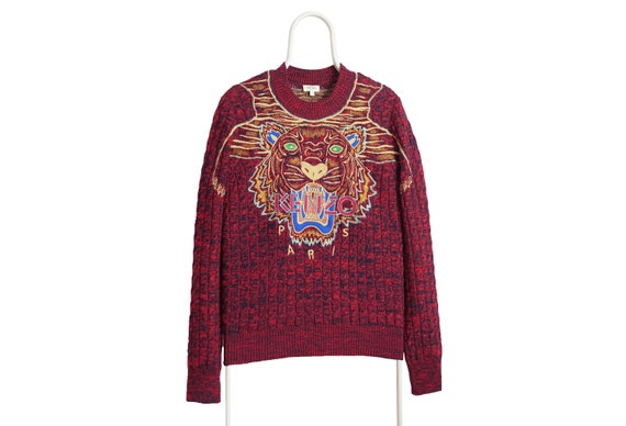 Kenzo vintage laine wool embroidered tiger logo sw