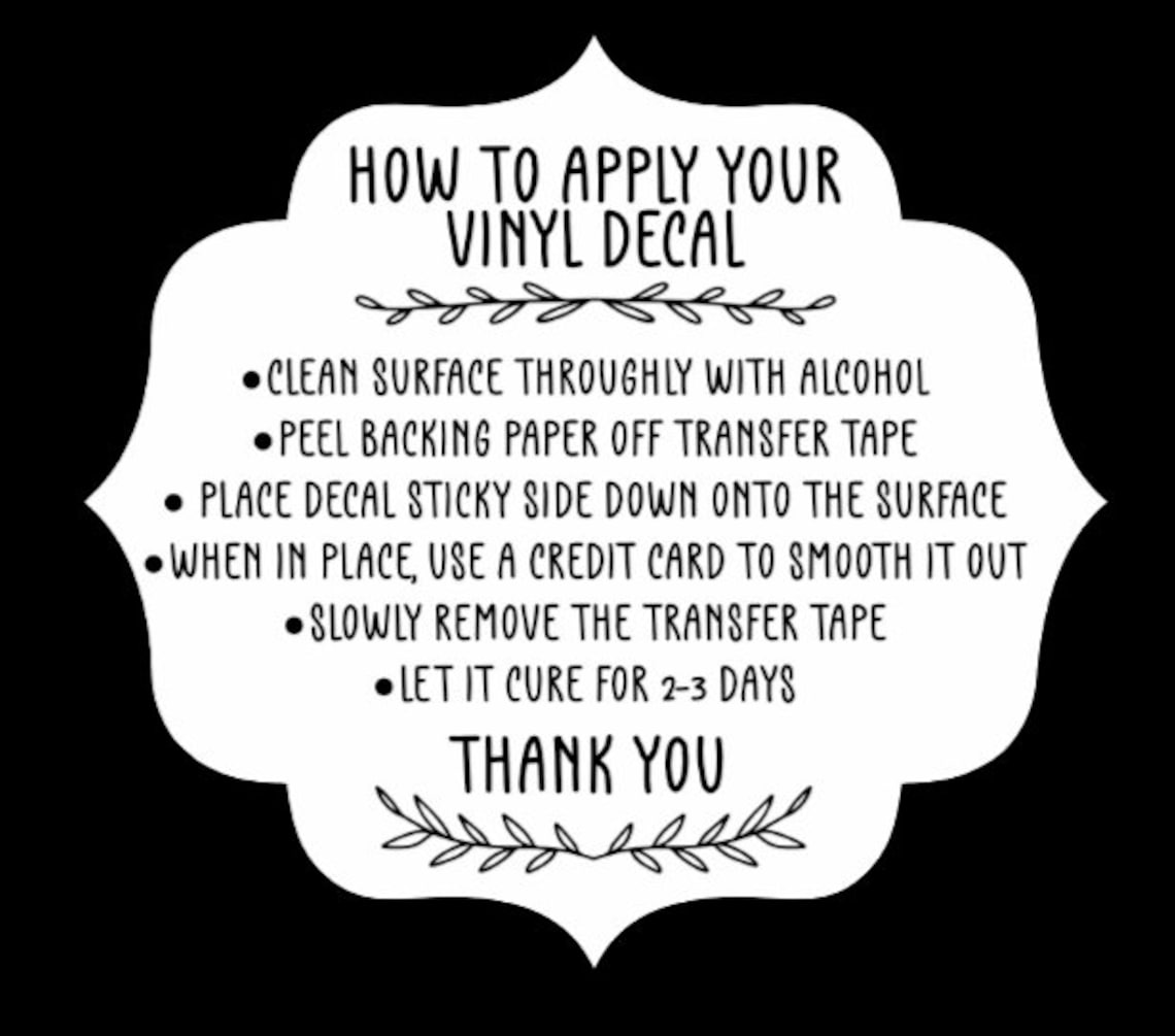 Vinyl application instructions card how to apply your vinyl etsy