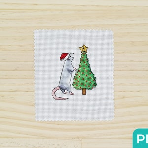 Christmas Rat Cross Stitch Pattern PDF, Cute Rat Easy Cross Stitch, Cross Stitch Pattern Christmas, Cross Stich Pattern for Rats Lovers