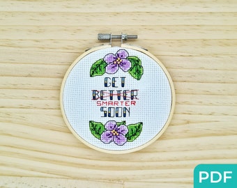 Schema punto croce "Diventa più intelligente presto", schema punto croce sarcastico, schema impertinente "Diventa più intelligente presto", schema punto croce sovversivo in PDF, schema punto croce divertente