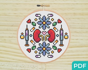 Rene Hoop Punto Croce PDF, Punto Croce Facile Moderno, Schema Punto Croce Malattia Cronica, Regalo per Modello Dottore Infermiere Farmacista