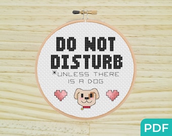 Non disturbare a meno che non ci sia un cane Schema punto croce, Schema cucciolo carino, Schema punto croce per amanti dei cani, Schema cane da ufficio