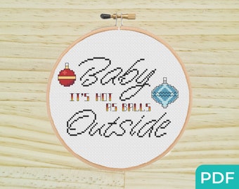 Baby fa caldo come palline fuori schema punto croce PDF, punto croce natalizio sarcastico, schema punto croce natalizio australiano