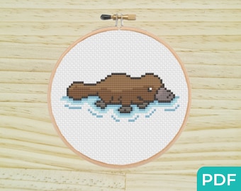 Schema punto croce animali australiani ornitorinco, punto croce animali nativi, punto croce australiano, punto croce carino, motivo monotreme