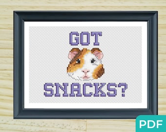 Hai degli snack?, Schema punto croce porcellino d'India, Schema punto croce facile, Schema Cavy, Schema punto croce animale domestico, Schema punto croce sarcastico