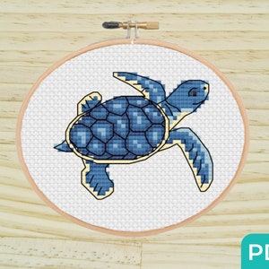 Little Turtle Cross Stitch Pattern PDF, Modern Easy Cross Stitch, Cross Stitch Pattern Sea Animal,  Sea Turtle Card Cross Stitch Pattern PDF