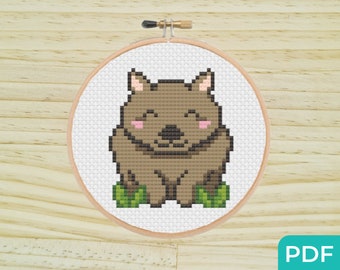 Animali australiani Wombat Schema punto croce PDF, Punto croce moderno facile, Punto croce animali australiani, Punto croce carino per principianti