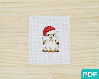 Schema punto croce Coniglio di Natale PDF, Punto croce moderno facile, Schema punto croce Natale, Scheda coniglietto Schema punto croce PDF