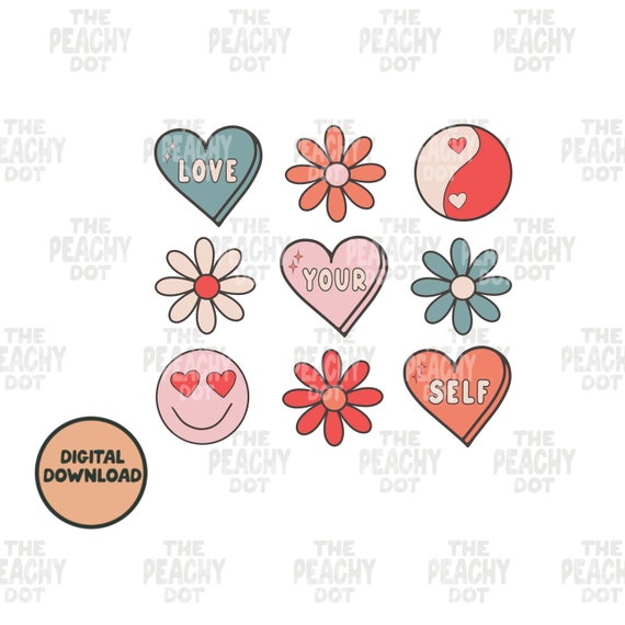 Self Love Club Png Svg, Groovy Love Png Svg, Valentines Day Svg Png, Vday Png, Sublimation Design, Retro Png, Hippie Png Svg, Love Daisy Png