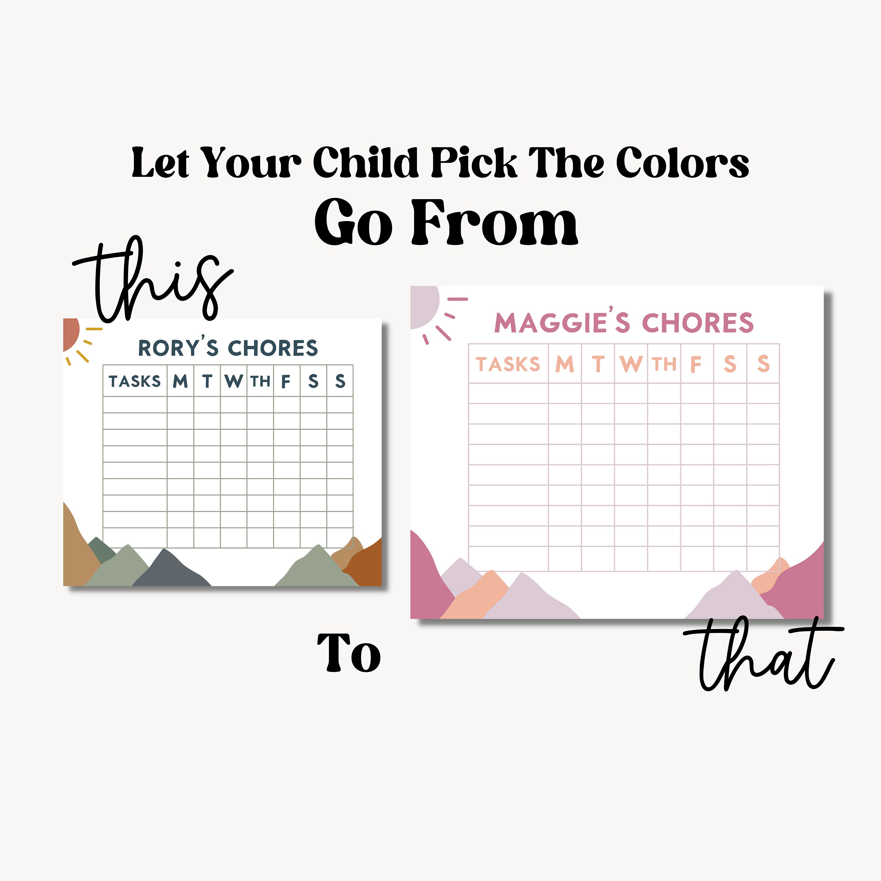 Canva Template Chore Chart for Kids Kids Chores Kids Chore Etsy