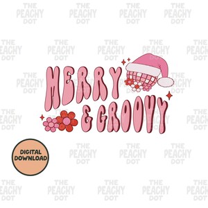 Noël joyeux et groovy Svg Png, Noël rose Png, Groovy Png, Png pour chemise, fichier Png pour sublimation, fichier Png