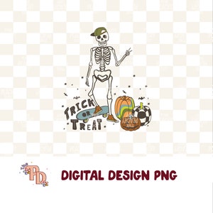 Halloween Png, Cute Skeleton Png, Spooky Season Png, Skeleton Png, Skateboard Png, Png for shirt, Fall Png, Pumpkin Png, Retro Png, Haunted