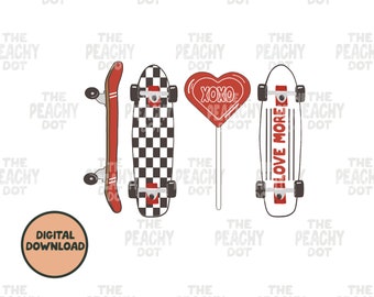 Skateboard Png, Groovy Love Png, Valentines Day Png, Png Design, Sublimation Design, Retro Png, Checkered Png, Png, Skater png