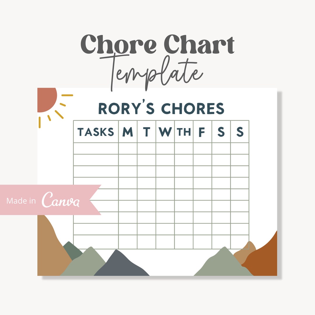 Canva Template Chore Chart for Kids Kids Chores Kids Chore Chart