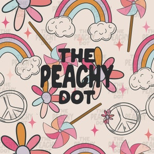 Seamless Retro Summer Pattern File, Seamless Peace Sign Pattern, Seamless Summer Design, Surface Pattern