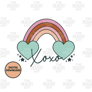 Valentines Day Svg Png, Rainbow SVG Png, XOXO Png, Digital Download