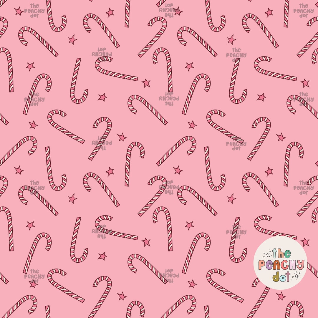 Seamless Pink Candy Cane Pattern, Seamless Colorful Christmas Pattern ...