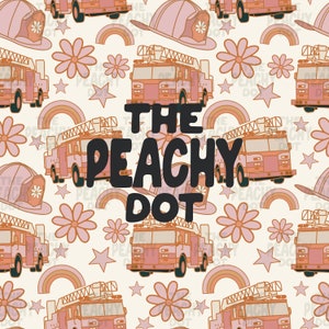 2 Seamless Firetruck Pattern, Pink Firetruck Pattern, First Responder Pattern