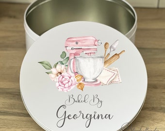 Baked By Personalised CAKE TIN, Personalised Baking Tin, Baking Gift, Personalised Birthday Gift, Cake, Bluebellindagifts Mothers day