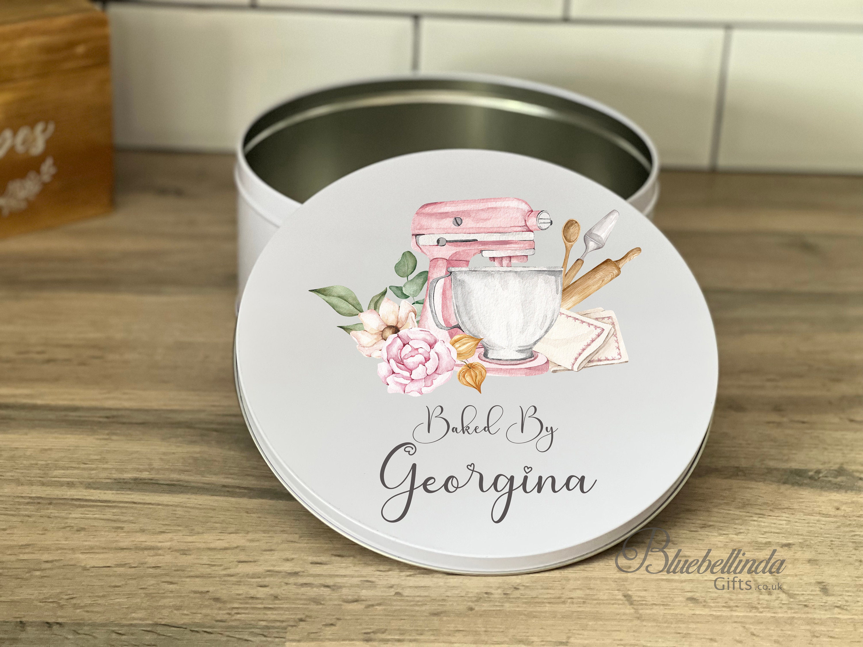 Baked by Personalised CAKE TIN Personalised Baking Tin Etsy UK